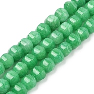 Natural White Jade Beads Strands, Faceted, Dyed, Round, Lime Green, 11~12x11~12x10mm, Hole: 1.2mm, about 38~39pcs/strand, 15.16~15.59 inch(38.5~39.6cm)(G-N344-03K)