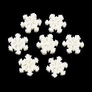 Opaque Resin Cabochons, Christmas Glitter Snowflake, Floral White, 18.5x16.5x5mm(RESI-XCP0002-07)