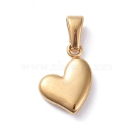 304 Stainless Steel Charms, Puffed Heart, Golden, 14x10x3mm, Hole: 6x2.5mm(STAS-I127-068G)