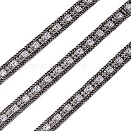Beadthoven Hotfix with Two Rows Rhinestone, Hot Melt Adhesive on the Back, Costume Accessories, Rectangle, Crystal, 9mm(DIY-BT0001-30)