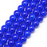 Baking Painted Crackle Glass Bead Strands, Round, Blue, 8mm, Hole: 1.3~1.6mm, about 100pcs/strand, 31.4 inch(X-DGLA-Q023-8mm-YS16)