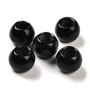 Natural Black Agate European Beads, Large Hole Beads, Round, 12x9~9.5mm, Hole: 5.5~6mm(G-R488-01P)