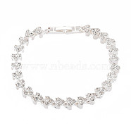 Crystal Rhinestone Tennis Bracelet, Alloy Heart Link Chain Bracelet for Women, Silver, Inner Diameter: 2 inch(5cm)(BJEW-N015-014S)