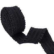 Polypropylene Fiber Lacework Elastic Cords, Webbing Garment Sewing Accessories, Black, 50mm, 5m(EC-AR0001-03B)