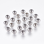 Round 304 Stainless Steel Spacer Beads, Stainless Steel Color, 6mm, Hole: 2mm(STAS-I050-06-6mm)