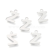 201 Stainless Steel Charms, Alphabet, Letter.Z, 12x7.8x0.5mm, Hole: 1.4mm(X-STAS-C021-06P-Z)