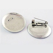 Platinum Plated  Iron DIY Iron Brooch Findings, Brooch Base Blanks Trays Backs, Size: 29mm in diameter.(X-E069Y)