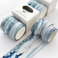 3 Rolls Skiing Theme Pattern Paper Adhesive Tape, for Card-Making, Scrapbooking, Diary, Planner, Envelope & Notebooks, Teal, 15mm, about 5.47 Yards(5m)/roll(TAPE-PW0004-001)