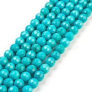 Natural Howlite Bead Strands, Dyed & Heated, Faceted, Round, Turquoise, 8mm, Hole: 1mm(TURQ-C003-8mm-3)