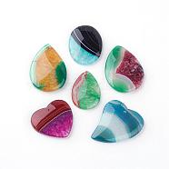 Dyed Natural Brazilian Agate Crystal Pendants, Mixed Shape, 44~57x29~45x6~8mm, Hole: 2mm(G-S220-12)