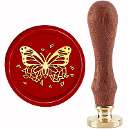 Brass Wax Seal Stamp with Handle, for DIY Scrapbooking, Butterfly Farm, 89x30mm(AJEW-WH0184-1093)
