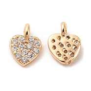 Brass & Cubic Zirconia Charms, Heart Charm, Real 18K Gold Plated, 7x5x2.5mm, Hole: 1.2mm(KK-G468-32G)