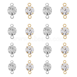 192Pcs 8 Styles Brass Clear Cubic Zirconia Connector Charms, Diamond Link, Platinum & Light Gold, 7.5~11x3~6x2.5~5mm, Hole: 1~1.2mm, 24pcs/style(RB-FH0001-08)