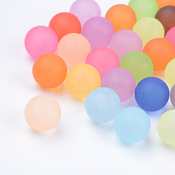 Transparent Acrylic Beads, No Hole Beads, Frosted, Round, Mixed Color, 10mm(X-FACR-R022-10mm-M)