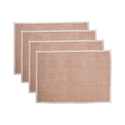 Braided Jute and Lace Non-Slip Insulation Pad, Restaurant Western Placemat, BurlyWood, 42x30x0.1cm(AJEW-WH0066-01)