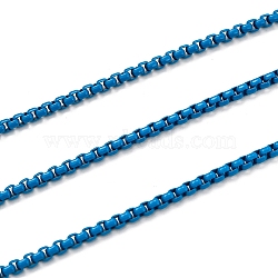 Spray Painted Brass Box Chains, Venetian Chains, with Spool, Unwelded, Dodger Blue, 2x2.5x2.5mm(CHC-L039-45L)