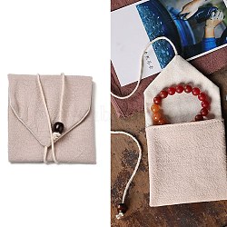 Burlap Packing Pouches Bags, for Jewelry Packaging, Square, Antique White, 9.5~10x9.5x0.8~1cm(AJEW-Z015-01A)