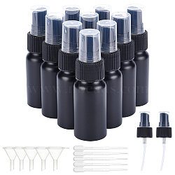 Elite Refillable Aluminum Spray Bottles, with PE Plastic Fine Mist Sprayer & Dust Cap, Plastic Dropper & Funnel Hopper, for Perfume, Essential Oil, Black, 10.5x3.2cm, Capacity: 30ml(1.01 fl. oz), 10pcs(MRMJ-PH0001-41)