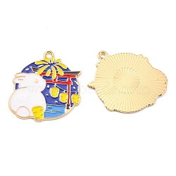 Alloy Enamel Pendants, Golden, Rabbit Charm, White, 29.5x27.5x1mm, Hole: 2mm(ENAM-D051-05G)