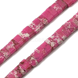 Synthetic Regalite/Imperial Jasper/Sea Sediment Jasper Beads Strands, Dyed, 2-Hole, Rectangle, Hot Pink, 2.5~3x5x2.5mm, Hole: 0.8mm, about 138~140pcs/strand, 15.28''~15.31''(38.8~38.9cm)(G-Z045-A22-01)