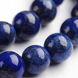 Round Natural Lapis Lazuli Gemstone Bead Strands, Dyed, 8mm, Hole: 1mm, about 50pcs/strand, 14.9 inch(G-J333-05-8mm)