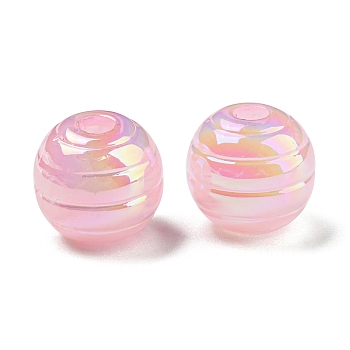 Acrylic Beads, Round, Pink, 14x13mm, Hole: 3.6mm