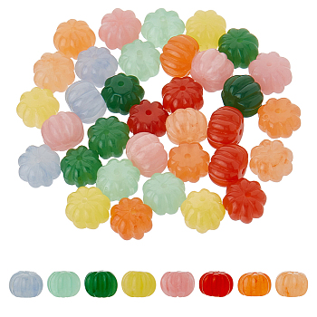 40Pcs 8 Colors Plastic Beads, Pumpkin, Mixed Color, 11.5x8.5mm, Hole: 1.5mm, 5pcs/color