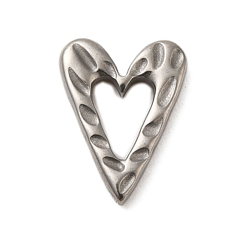 304 Stainless Steel Linking Rings, Textured Heart, Stainless Steel Color, 17x13x2.5mm, Inner Diameter: 6x7mm