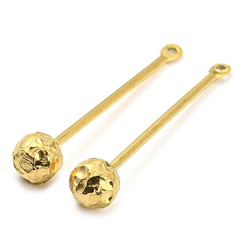 Ion Plating(IP) 304 Stainless Steel Pendant Bails, with 316 Stainless Steel Bead, Beadable Pins, Round, Golden, 28.5mm, Ball: 5mm, Hole: 0.9mm, Pin: 1mm