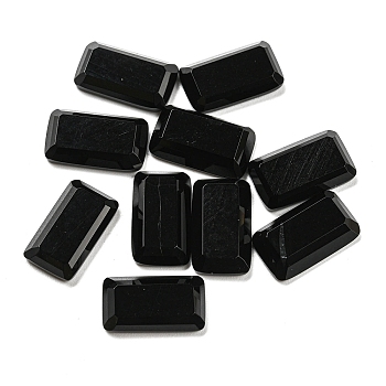 Natural Obsidian Cabochons, Faceted, Rectangle, 14~14.5x8~8.5x3mm