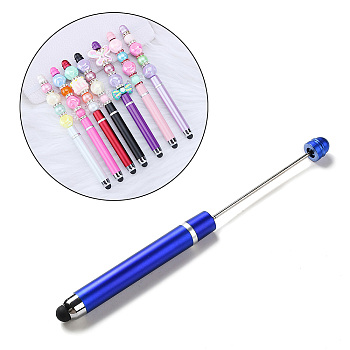 ABS Plastic Touch Screen Stylus, Iron Beadable Pen, for DIY Personalized Pen with Jewelry Bead, Medium Blue, 148x10mm