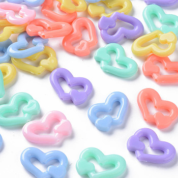Opaque Acrylic Beads, Heart, Mixed Color, 17.5x23.5x4mm, Hole: 1.6mm