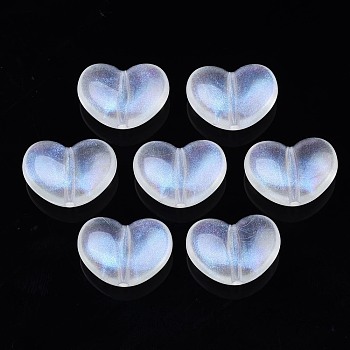 Transparent Acrylic Beads, Glitter Powder, Heart, Clear, 16x21x10mm, Hole: 2mm