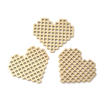 Ion Plating(IP) 316L Surgical Stainless Steel Pendants, Heart Charm, Laser Cut, Real 18K Gold Plated, 18.3x20x1.1mm
