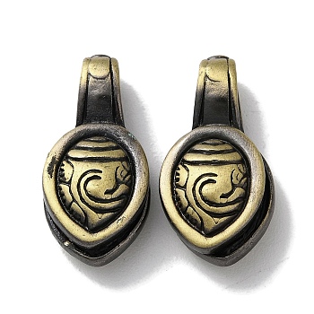 Tibetan Style Brass Pendants, Cadmium Free & Lead Free, Oval, Antique Bronze, 27x13x8mm, Hole: 6.5x3.5mm