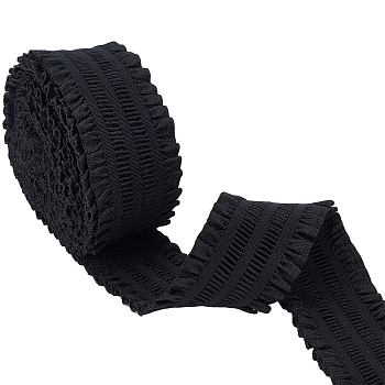 Polypropylene Fiber Lacework Elastic Cords, Webbing Garment Sewing Accessories, Black, 50mm, 5m