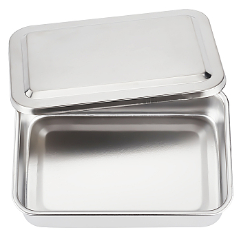 201 Stainless Steel Medical Sterilizer Box, Sterilising Tray Lab Instrument Tools Trays for Experiment and surgery, Rectangle, Stainless Steel Color, 10x14.8x4.2cm, Inner Diameter: 9x14cm