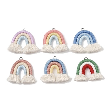 Polypropylene Pendants, with Alloy Findings, Rainbow, Mixed Color, 42~48x49~70x6.5~7.5mm, Hole: 5mm