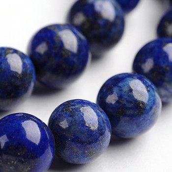 Round Dyed & Natural Lapis Lazuli Gemstone Bead Strands, Dyed, 8mm, Hole: 1mm, about 48pcs/strand, 14.9 inch