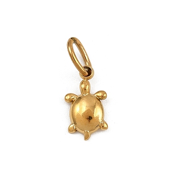 304 Stainless Steel Pendants, Sea Turtle Charms, with Jump Ring, Golden, 12x7x2mm, Hole: 3x4.5mm