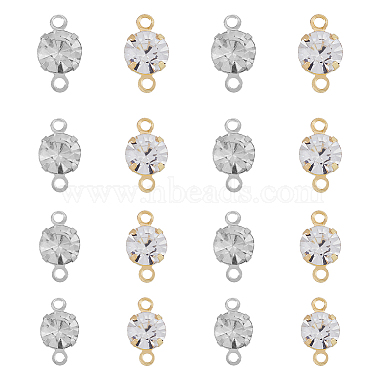 Platinum & Light Gold Clear Diamond Brass+Cubic Zirconia Links