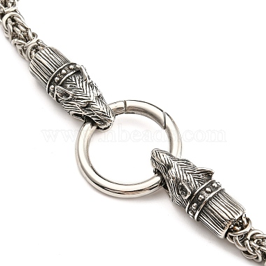 304 Stainless Steel Byzantine Chain Necklaces with 316L Surgical Stainless Steel Wolf Clasps(NJEW-D046-06AS)-3