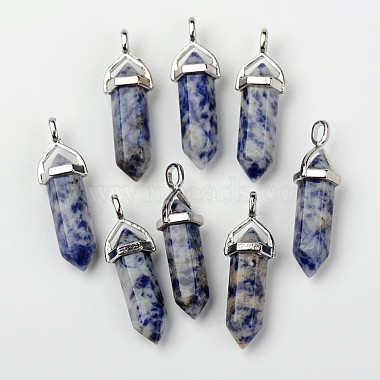 Natural Blue Spot Jasper Double Terminated Pointed Pendants(G-F295-04C)-3