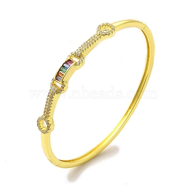 Colorful Cubic Zirconia Rectangle Hinged Bangle(BJEW-A136-06G)-3