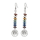 Colorful Natural Dyed Lava Rock Disc Beaded Dangle Earrings(EJEW-JE05615)-1