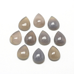 Natural Grey Agate Cabochons, teardrop, Light Grey, 13~14x9~10x5mm(G-R417-10x14-09)