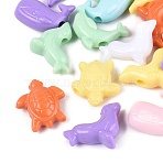 Animal Opaque Acrylic Beads, Turtle & Seal & Whale & Dolphin, Mixed Color, 21~25x19~23x9~10mm, Hole: 3.6mm, about 431pcs/500g(OACR-Q199-21)