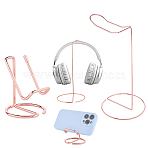 4Pcs 2 Styles Iron Headset Holders, Rose Gold, 75~110x77~110x102~230mm, 2pcs/style(AJEW-DR0002-61RG)