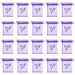 20Pcs Polyester Mesh Sachet Packing Drawstring Bgas, Rectangle with Lavender Pattern, Blue Violet, 12.2x9x0.1cm(ABAG-TA0002-20D)