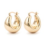 Brass Hoop Earrings, C-Shaped, Ion Plating(IP), Real 18K Gold Plated, 28x25x18.5mm(KK-T080-95G)